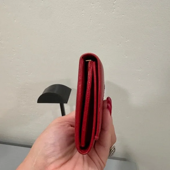 Salvatore Ferragamo crystal embellishment Vibrant Red leather wallet - Picture 5 of 8